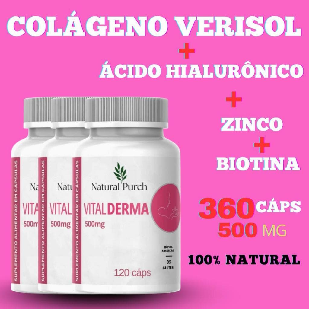 Colageno Verisol + acido hialuronico zinco Biotina Coenzima Q10 mais completo 120 cápsulas