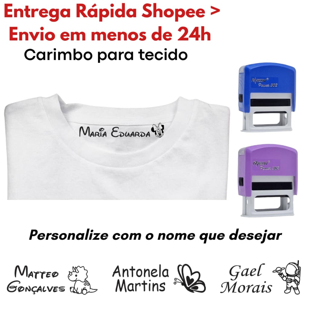 Carimbo para tecido para marcação roupas e uniformes - ENTREGA RÁPIDA - LEIA DESCRIÇÃO