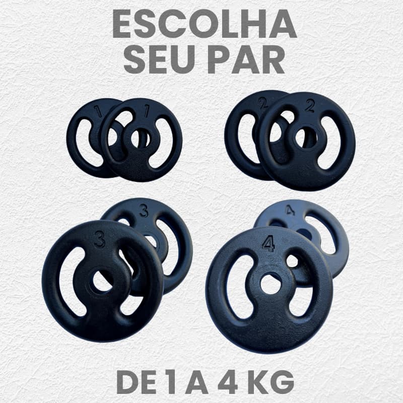 Par Anilha Pintada 1kg a 4kg Academia Musculação Peso de Treino Funcional Exercício Fitness Casa Equ