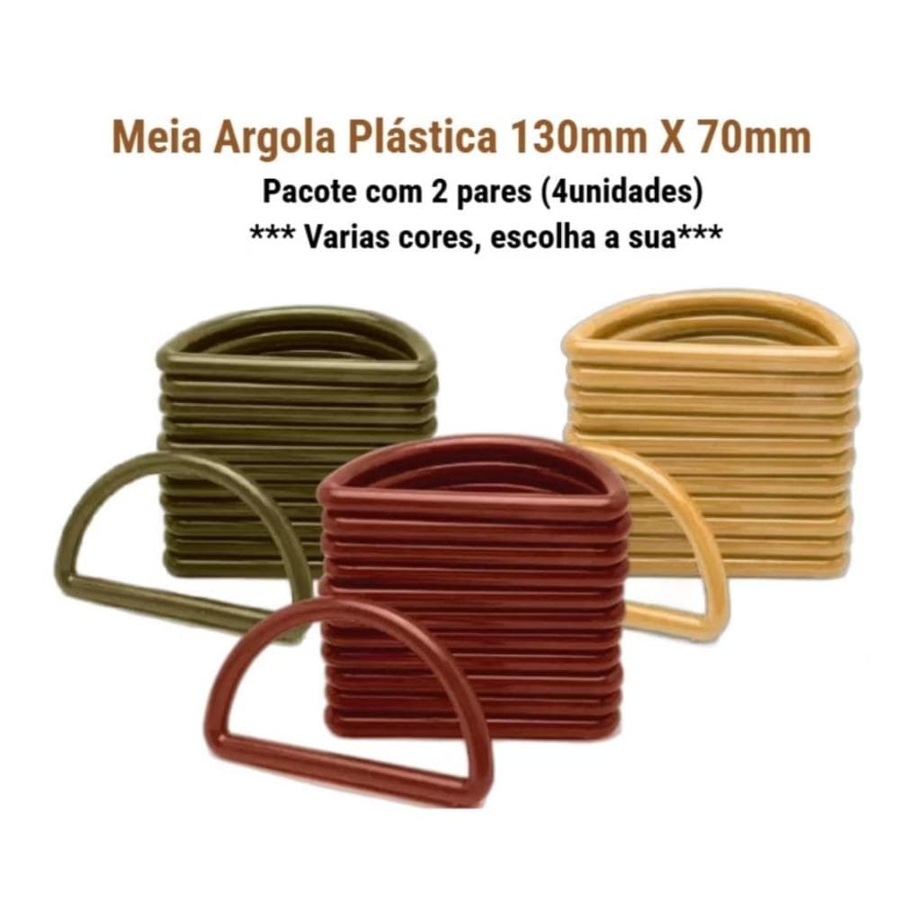 Meia Argola Acrílica 130x70mm Alça de Bolsa Acessórios e Artesanatos em Geral 2 pares - 4 unidades