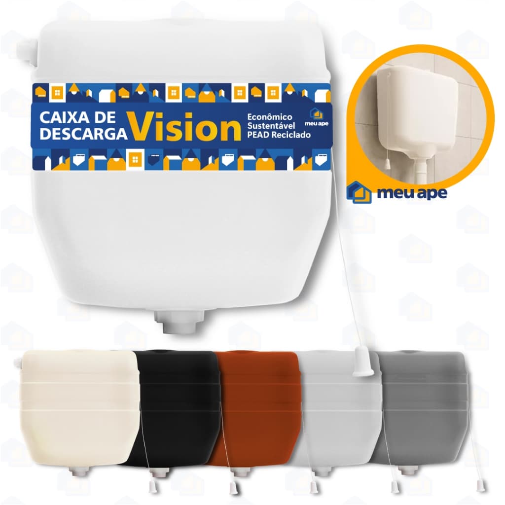 Caixa de Descarga 9L com Cordinha para Vaso Sanitário Cores – Econômica, Suspensa e Plástica