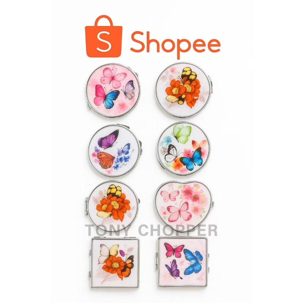 Kit 5/10/15 Mini Espelho em Diversos Formatos Coração Quadrado/Borboletas e Ursinho Infantil Encantado para Lembrancinha