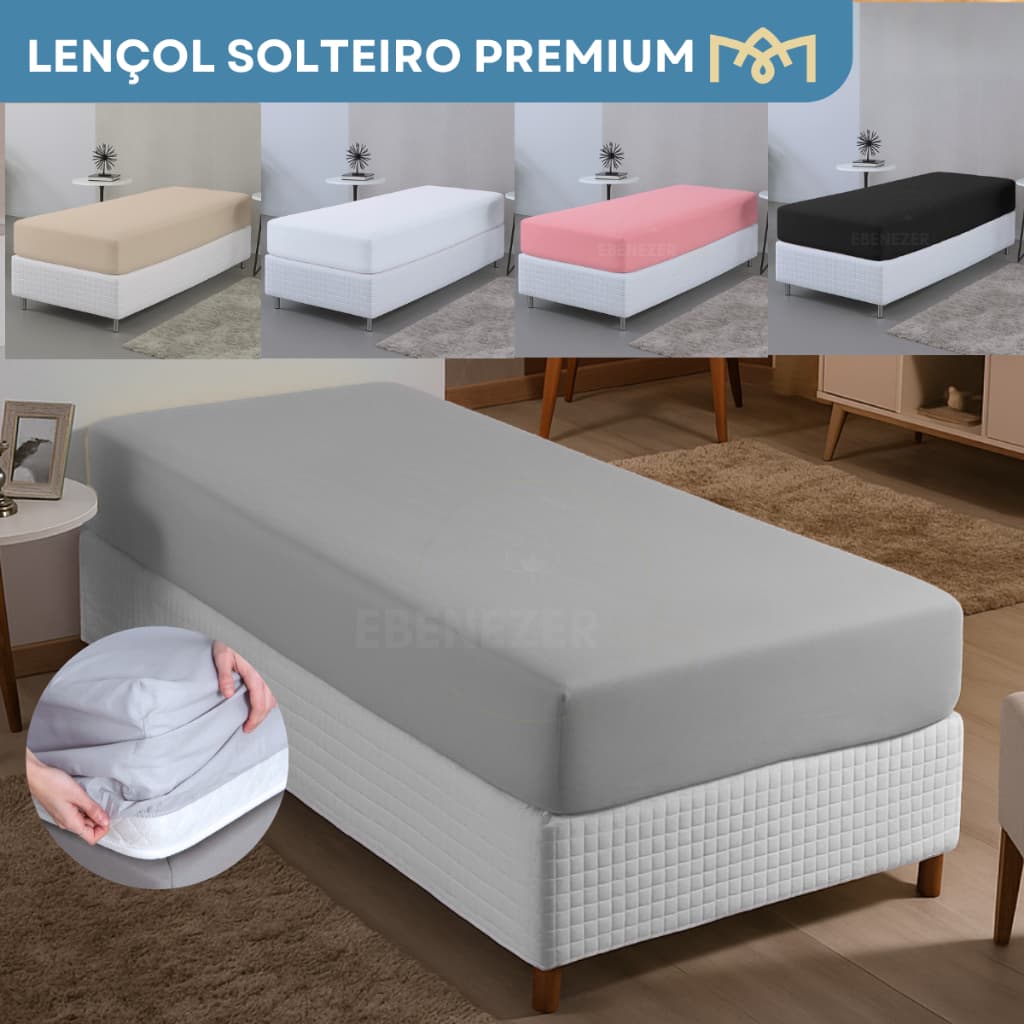 Lençol Solteiro Padrão Avulso Percal 400 Fios C/ Elástico Toque Macio Suave E Confortável Premium