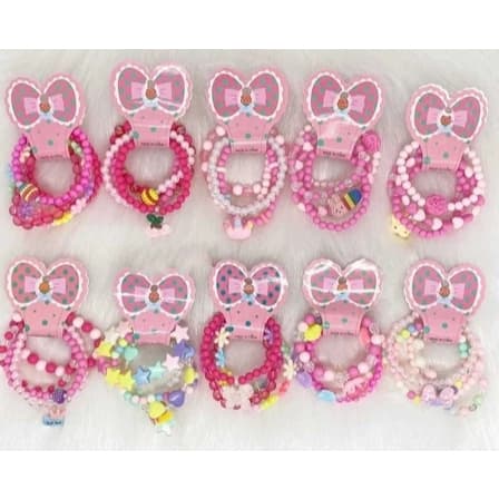 Kit 24 pulseiras lindas infantis de miçanga