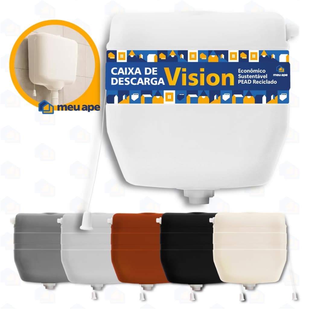 Caixa de Descarga Suspensa Econômica 9 Litros – Plástica, com Cordinha, Cores Variadas