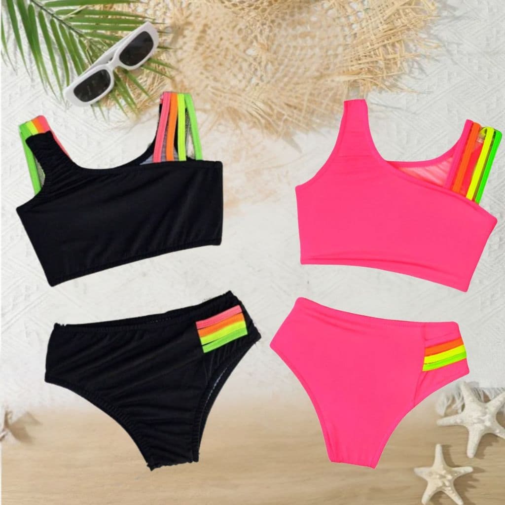 Kit 2 Biquini Infantil Juvenil Forrado Proteção UV Menina Feminino Premium  Tam 2 ao 16