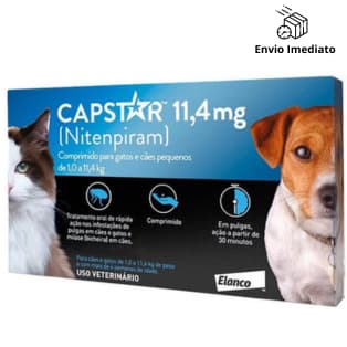 Comprimido Antiparasitário Para Pulga Capstar Para Cães E Gatos De 1kg A 11kg Com 1 Compr.