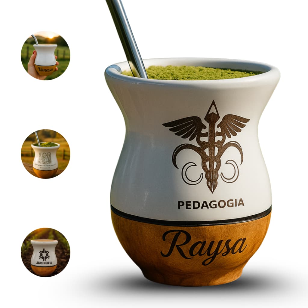 Cuia De Chimarrão Personalizada Com Nome Profissão Foto ou Frase – Presente Criativo Gaúcho