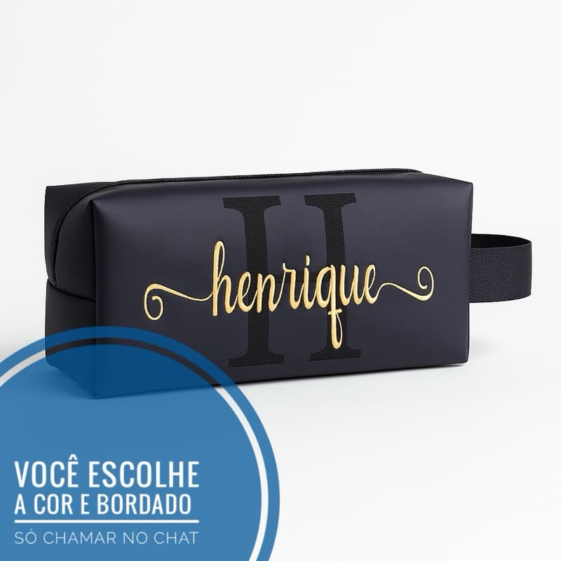 Necessaire Personalizada com nome Bordado | Estojo Viagem Resistente com Alça