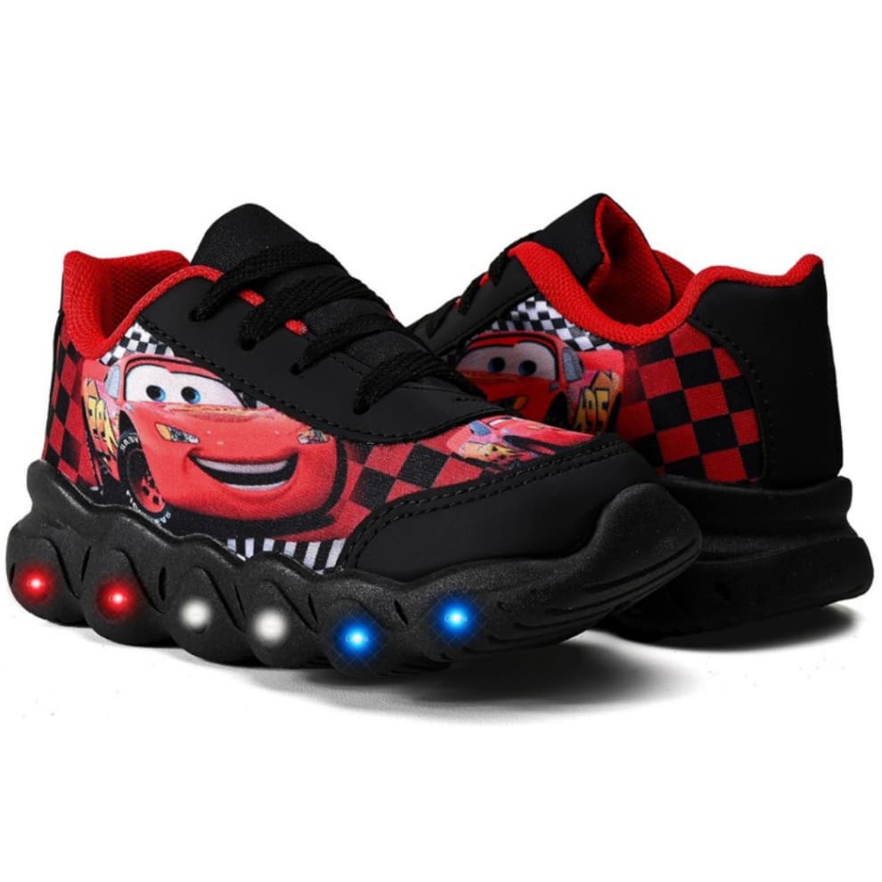 Tênis Infantil Relâmpago McQueen Com Led Pisou Piscou Super Macio e Leve
