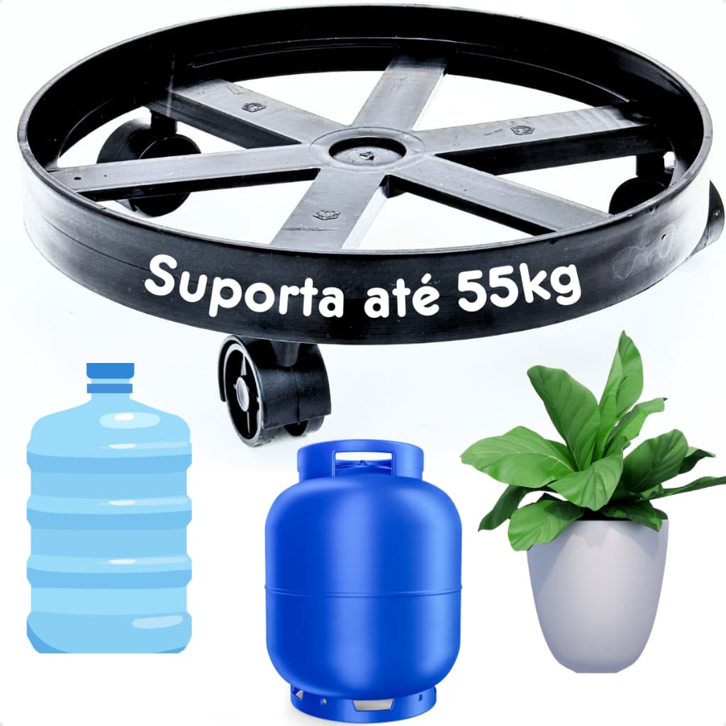 Suporte Para Botijão Bujão Butijão De Gás Vasos Galão Base Apoio Com Rodinha Resistente Carrinho Para Plantas Versátil