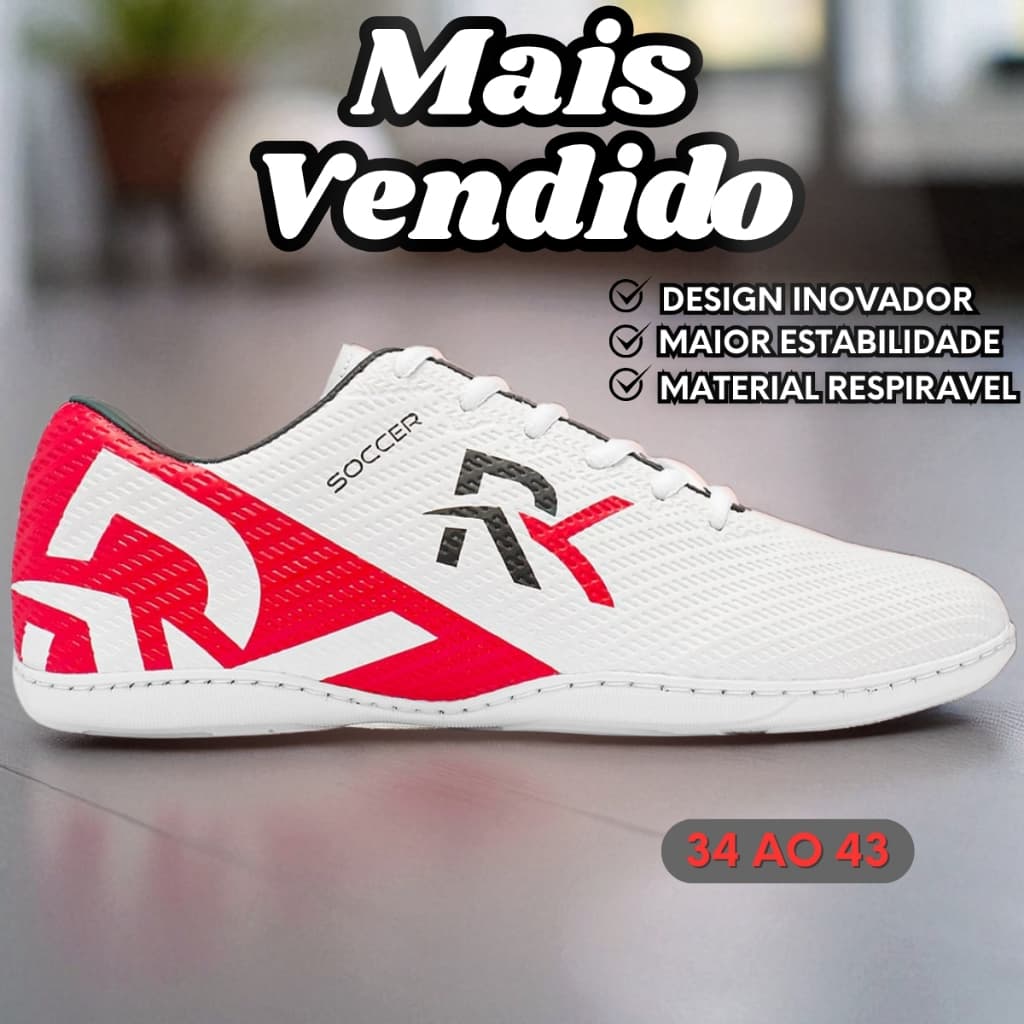 Chuteira Masculina Futsal Esportiva Com Solado Costurado Super Confortável Lançamento RK03