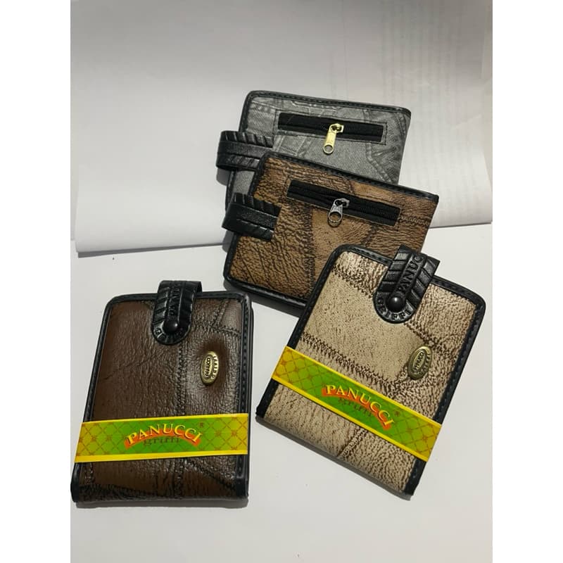 Carteira Masculina Em Couro Sintético Porta Cartão Com Botão Zíper Luxo