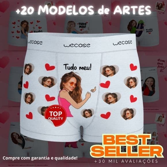 Cueca Personalizada com Foto Casal Presente Criativo Marido Noivo Namorado