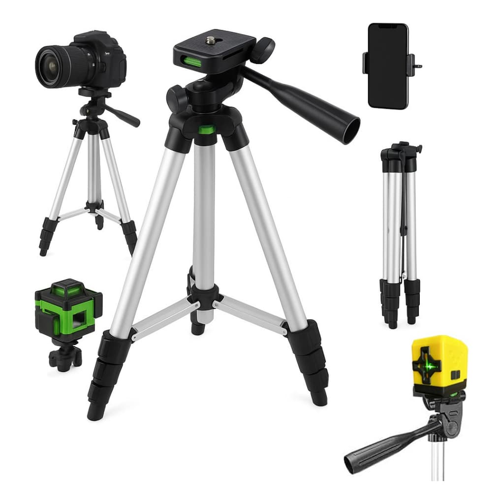 Tripé Nível Laser Rosca 1/4 1,1m Universal Câmera Celular Gravação 1 metro + Brinde