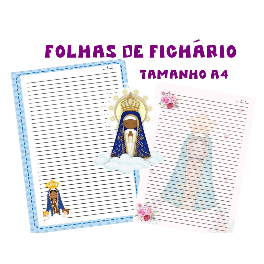 Folhas de Fichário de Nossa Senhora Aparecida - 50 OU 100 FOLHAS TAMANHO A4, ENVIO IMEDIATO