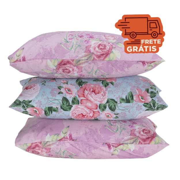 Kit 3 Travesseiros Cheio Estampado  Sortido Liso Macio