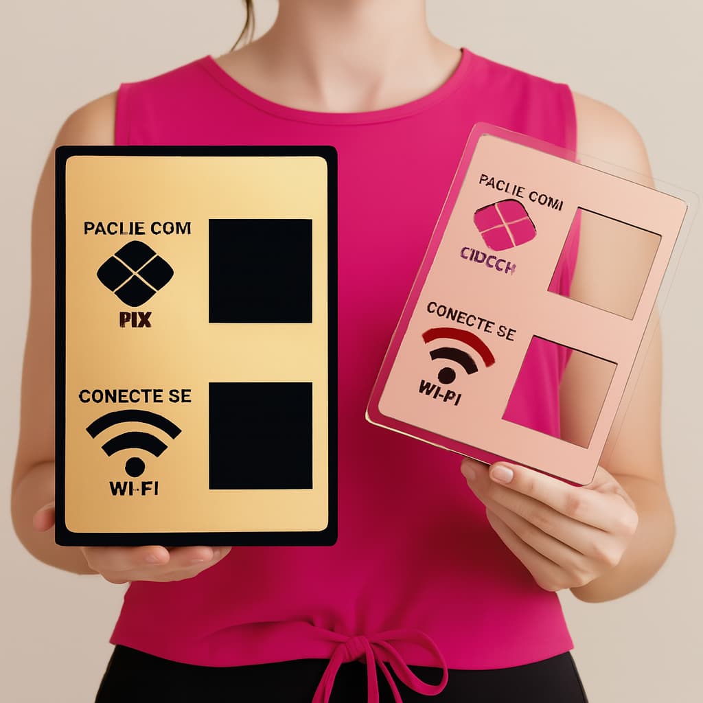 Placa de Acrílico Pix + Wi-Fi – Display de Mesa e Balcão para Atendimento Rápido FRETE GRATIS