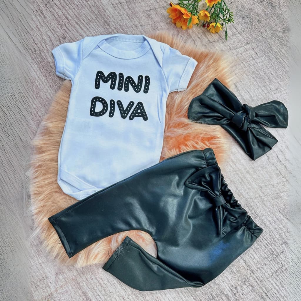 Conjunto Roupa Moda Bebê Menina Roupinha Blogueinha infantil Conjuntinho Luxo Body Calça Saruel faix