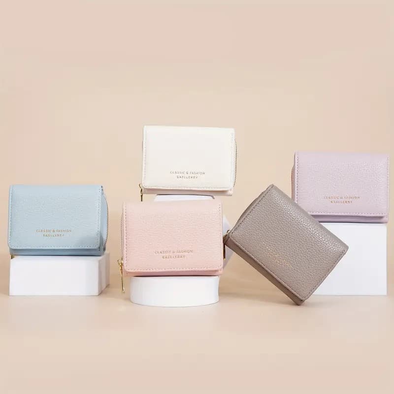 Carteira Feminina Pequena Porta Cartão Documentos com Zíper e Imã 4 em 1 Promoção