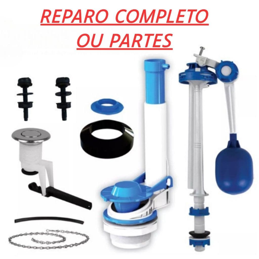 Kit Mecanismo Completo Caixa Descarga Acoplada ou Saída Com botão Entrada boia