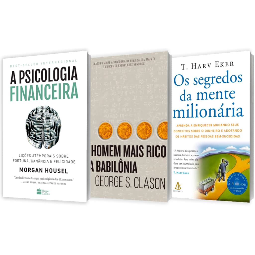 Kit 3 Livros Os Segredos da Mente Milionária + O Homem Mais Rico da Babilônia +Psicologia Financeira