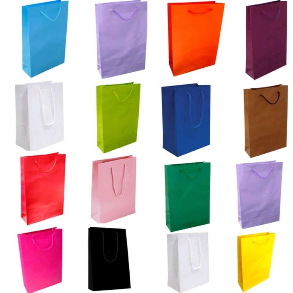 Sacola de Papel 25x17x6cm 10-50 unid - Diversas Cores Presente Bolsa Festa