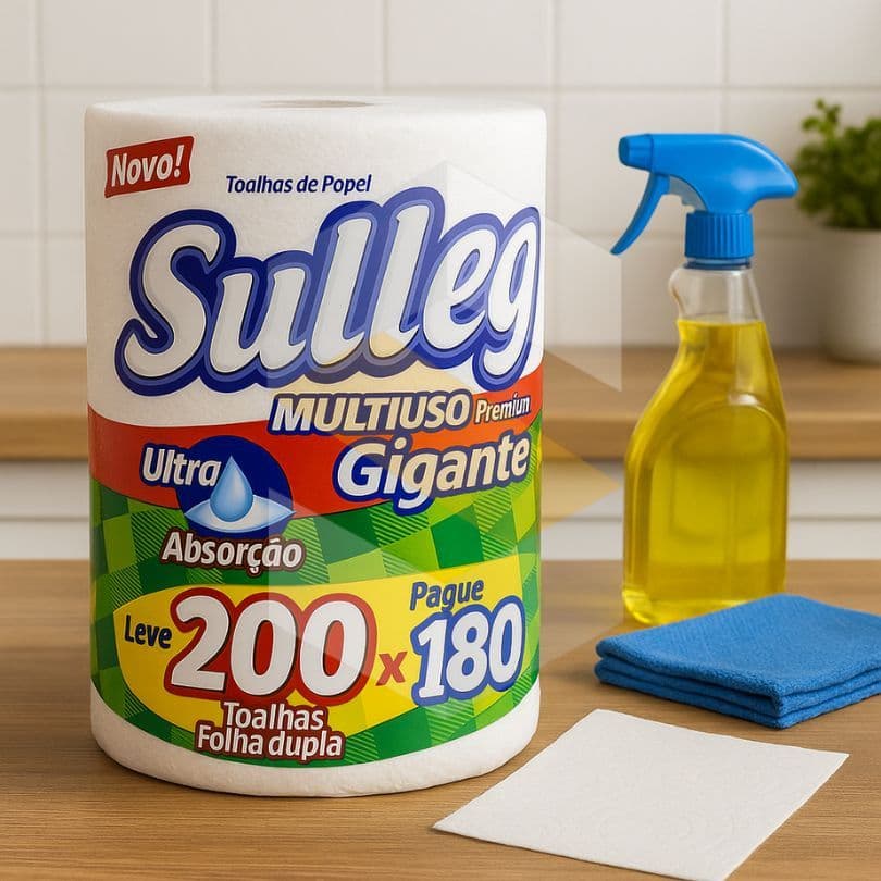 Papel Toalha Sulleg Gigante 22,3cm x 16cm Folha Dupla C/200 Folhas
