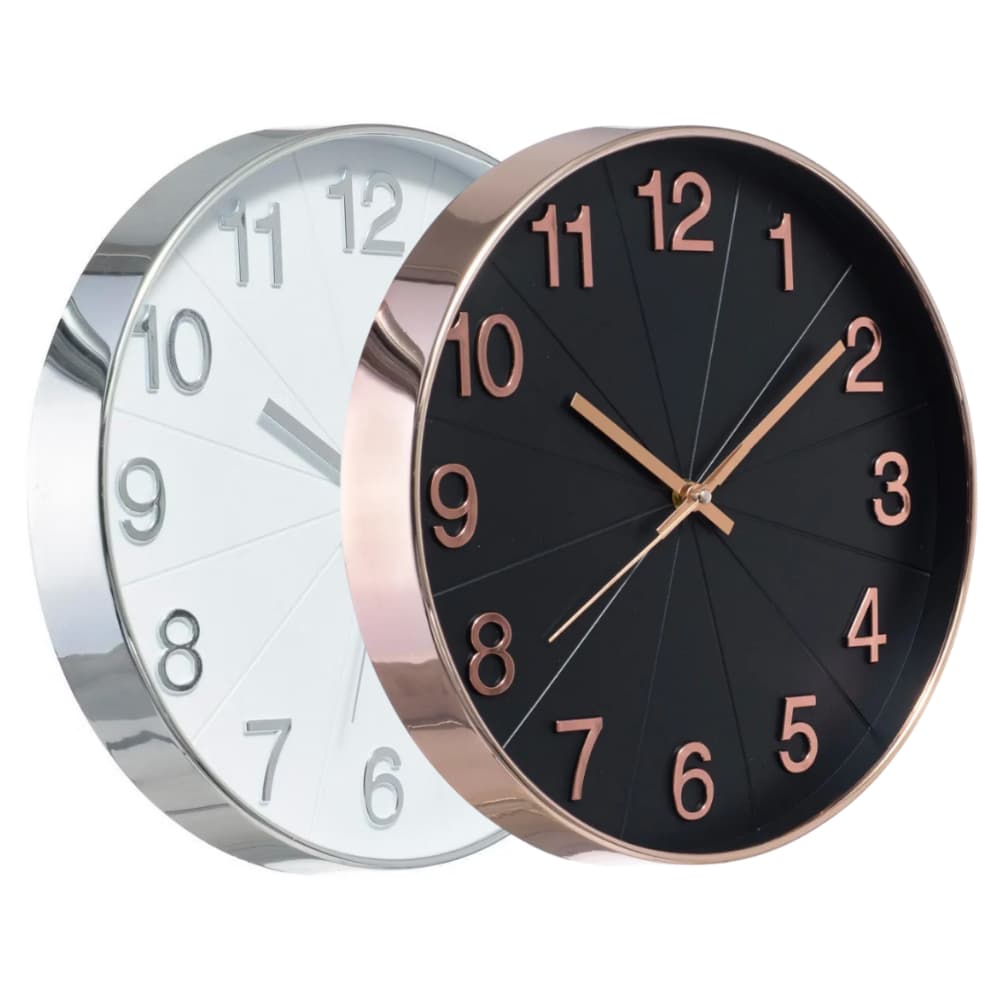 Relógio Parede Redondo 30cm Grande Metálico Branco Preto Sala Cozinha Decorativo e Silencioso