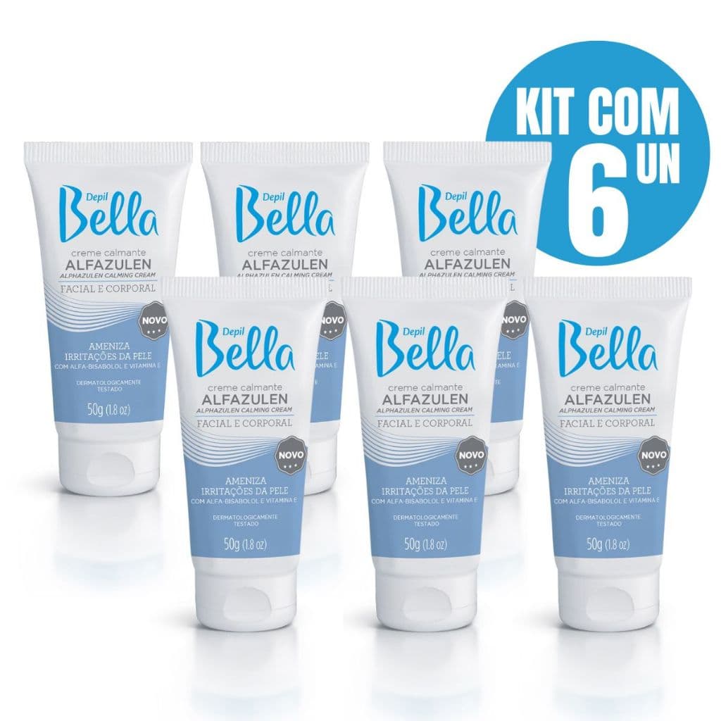 kit 6 Cremes Calmante Alfazulen Depil Bella 50G