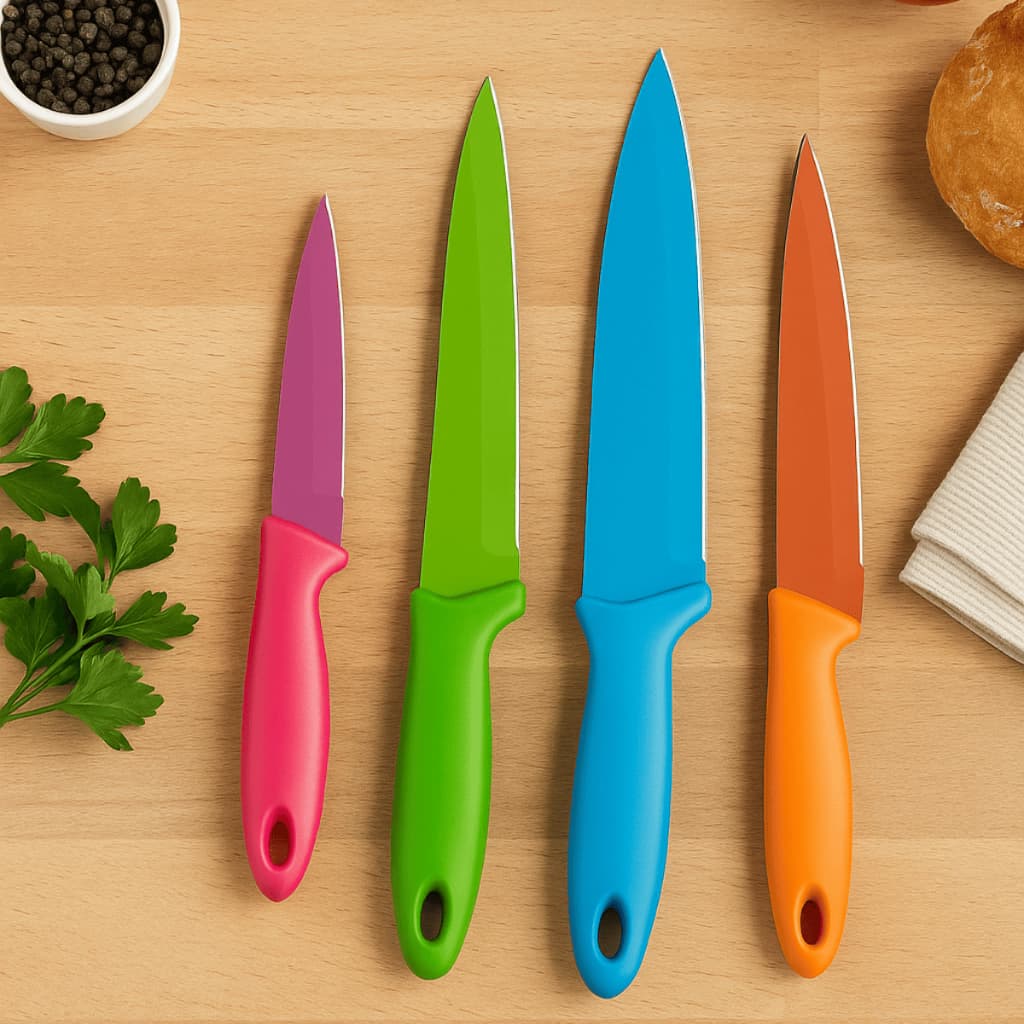 Kit 4 Facas Coloridas neon de Cozinha Super afiada Profissional 3.5/5/5.5/6