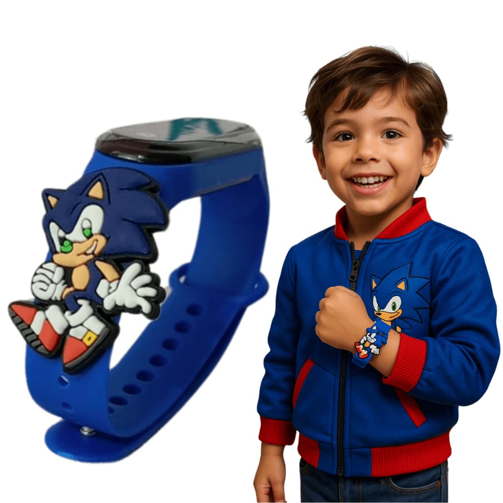 Relógio Infantil Menino Sonic Digital a prova de água masculino para crianças atacado led Novo