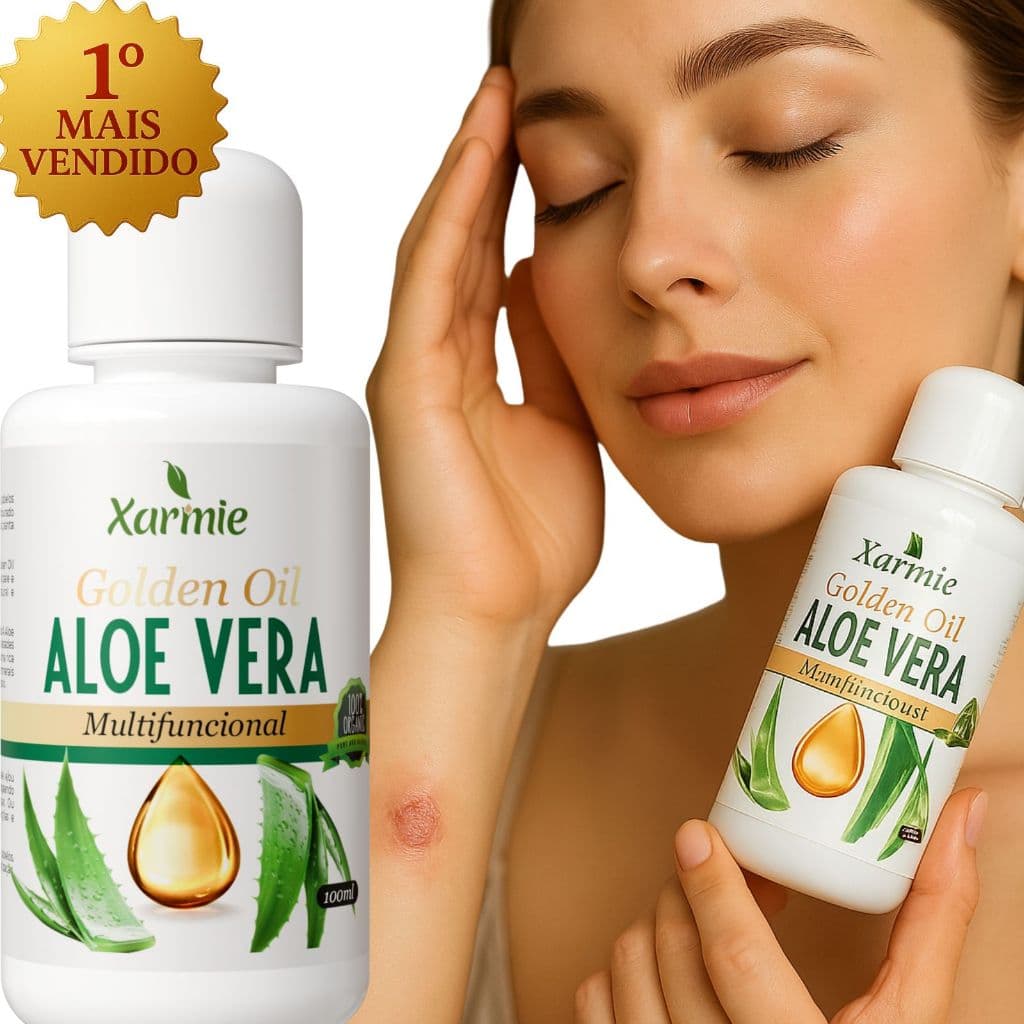 Óleo de Aloe Vera 100% Puro 100ml – Cicatrizante, Hidratante e Calmante para Pele e Cabelos | Xarmie