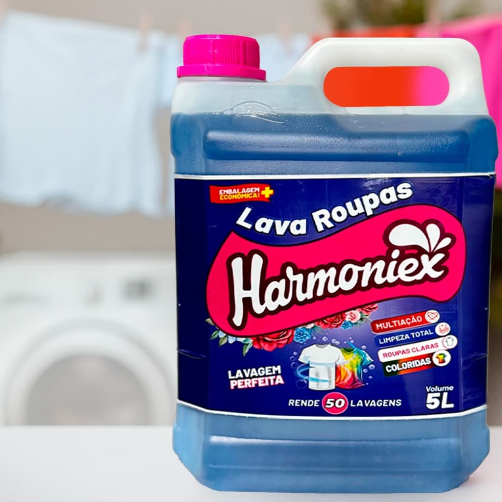 Sabão Lava Roupas Líquido Blue Limpeza Profunda Harmoniex 5L