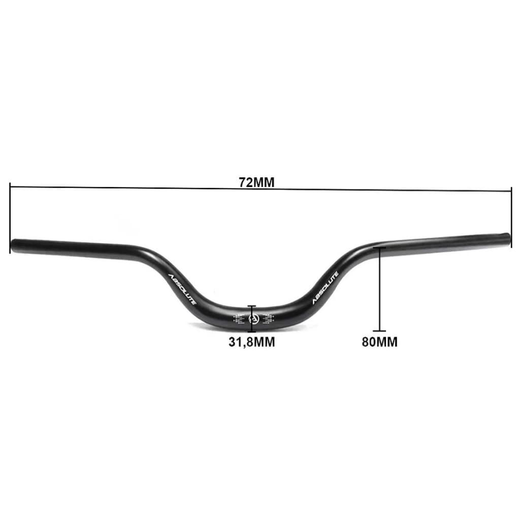 Guidão Absolute Alumínio 31.8 720mm x 80mm Alto Curvo Elevado Compatível Bike Aro 29