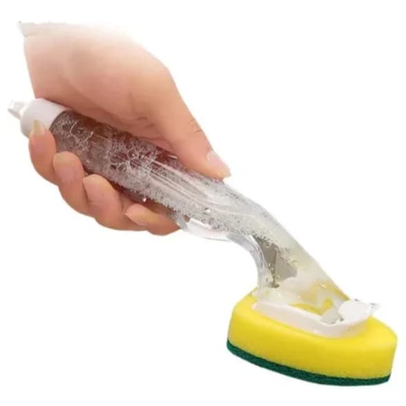 Esponja Com Cabo Dispenser de Detergente Bucha Lava Louça Multiuso