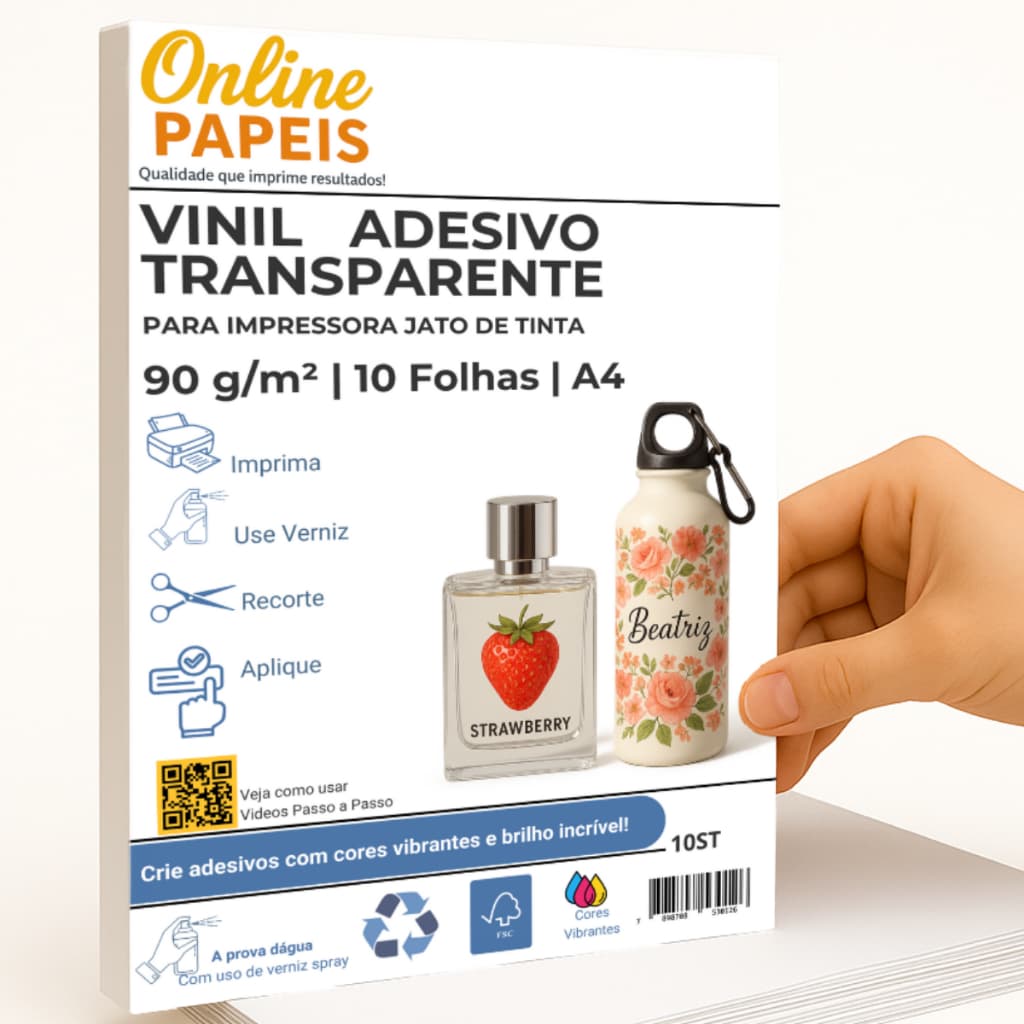 Vinil Adesivo Transparente A4 Folhas A Prova D'água Jato de Tinta com uso de verniz