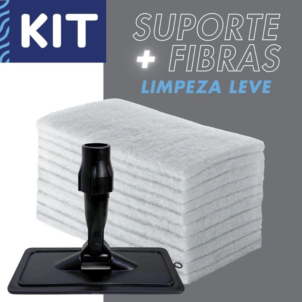 Kit Limpeza Leve Suporte LT + Fibras Esponja Branca Não Risca Limpa Parede Fórmica Inox Vidros Bucha