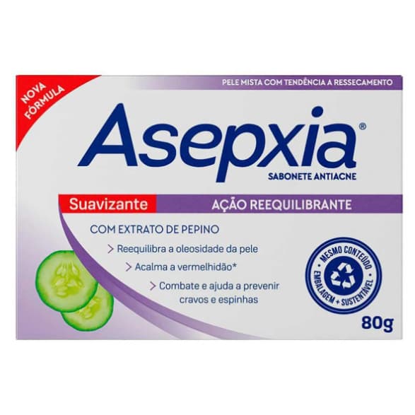 Sabonete Asepxia Antiacne Suavizante 80g - Ação Reequilibrante