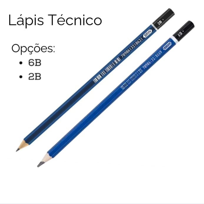 Lápis Técnico 2B/6B Sextavado Madeira (Macio) Evoke Brw