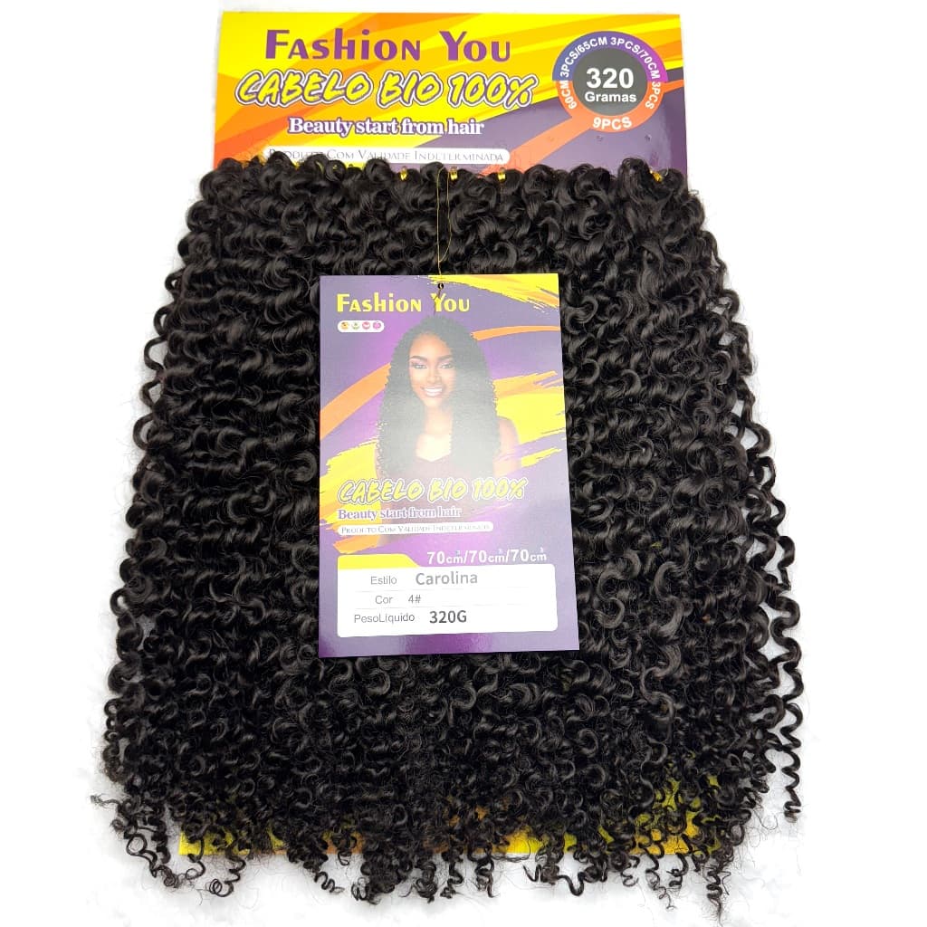 Cabelo Cacheado Crochet Bio Fibra Macio CAROLINA Curl Braid Hair 70cm 320g Pacotão Fashion You