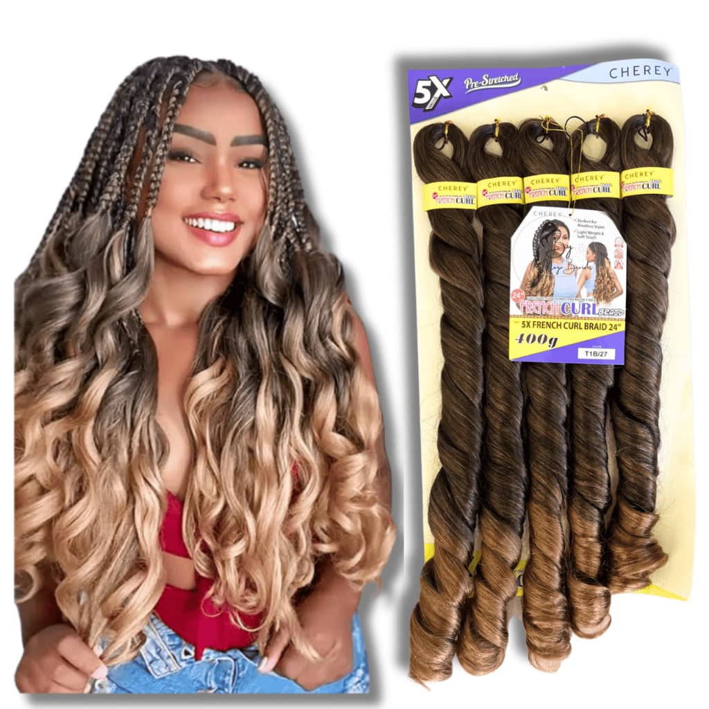 Jumbo French Curl Braids 5x 60cm Cherey Braids Boho Onduladas 400g Jumbo trança com cachos