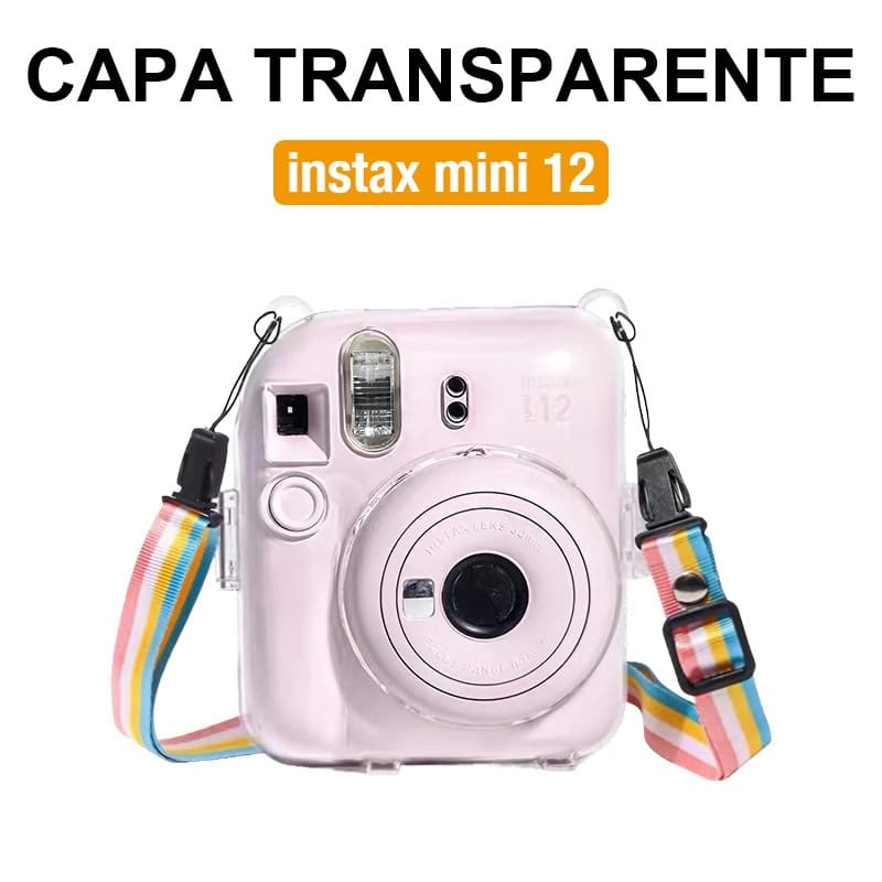 Capa Capinha Transparente Instax Mini 12 Case Para Câmera Instantânea Capa Protetora Com Alça