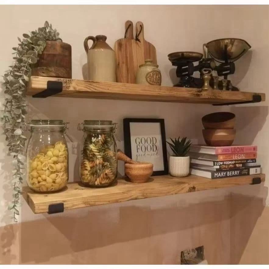 6 Prateleiras GRANDE Industrial Com Mão francesa de ferro invertida Nicho Decoração Rustica Moderna, 60 cm