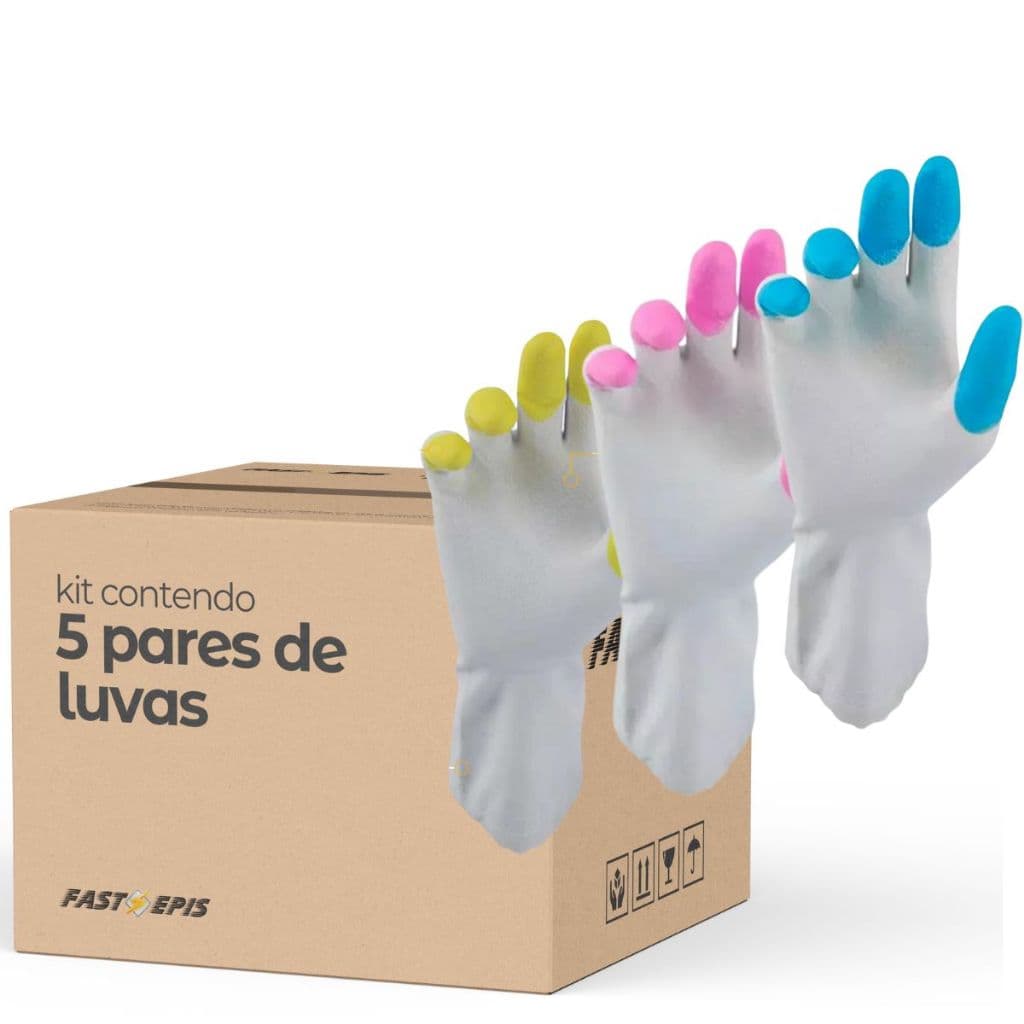 Kit 5 pares - Luva de Limpeza Látex Antialérgico HouseHold Silk Touch - Super Safety