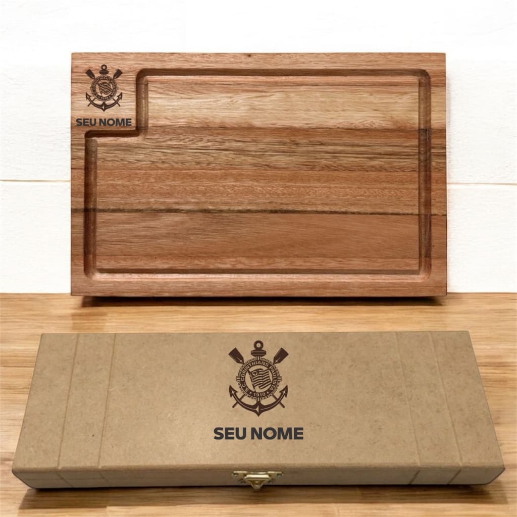 Kit Tábua de Corte Para Churrasco Com  Estojo Faca e Amolador Personalizado Presente