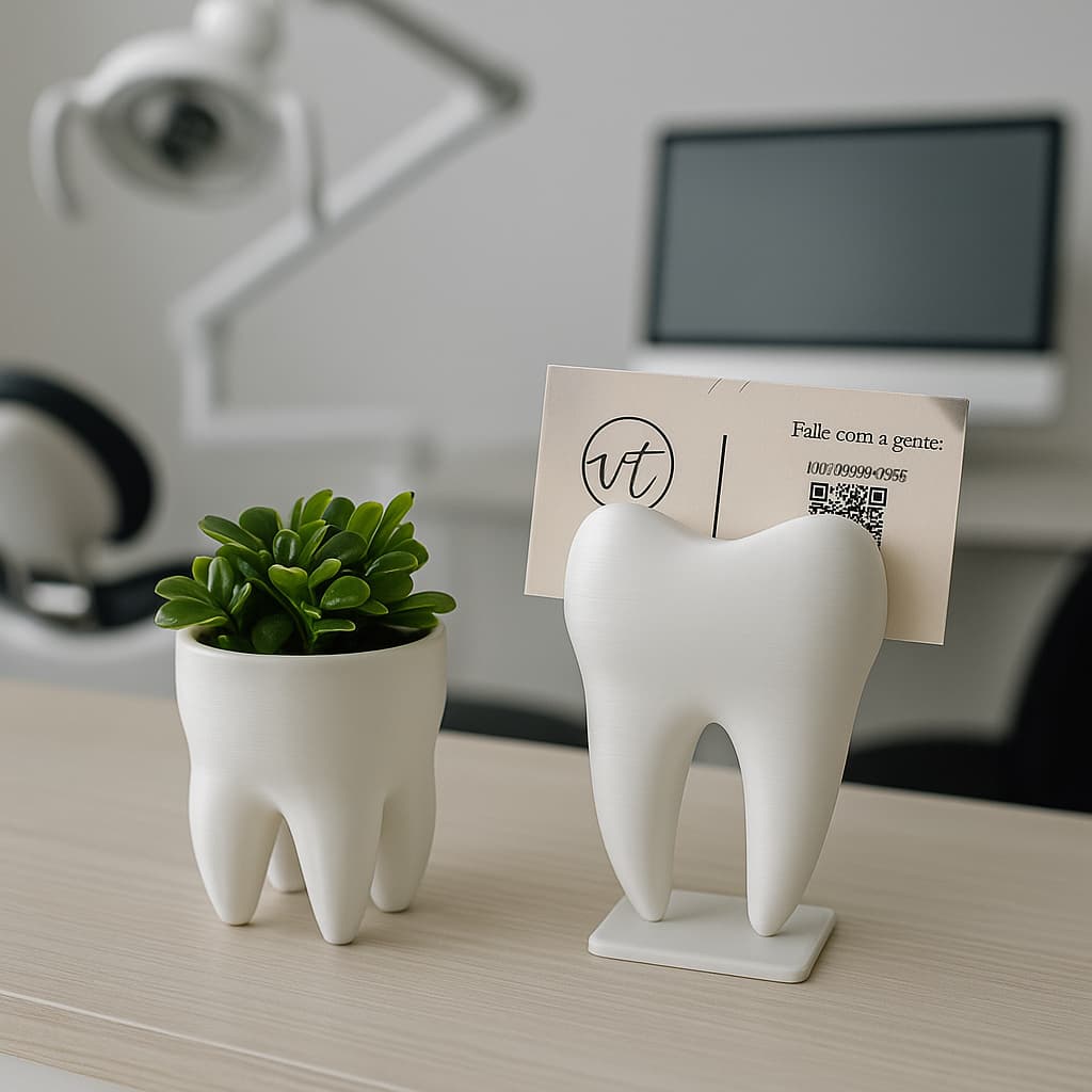 Porta cartão e mini vaso decorativo decoração consultório dente dentista criativo presente branco *-