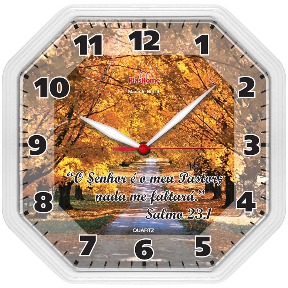 Relógio de Parede Plashome Gama Branco Salmos Decoração Sala Cozinha Escritório