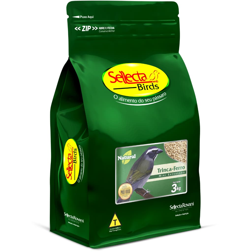 Ração Trinca-ferro Natural Mini Extrusado 3kg - Sellecta Birds