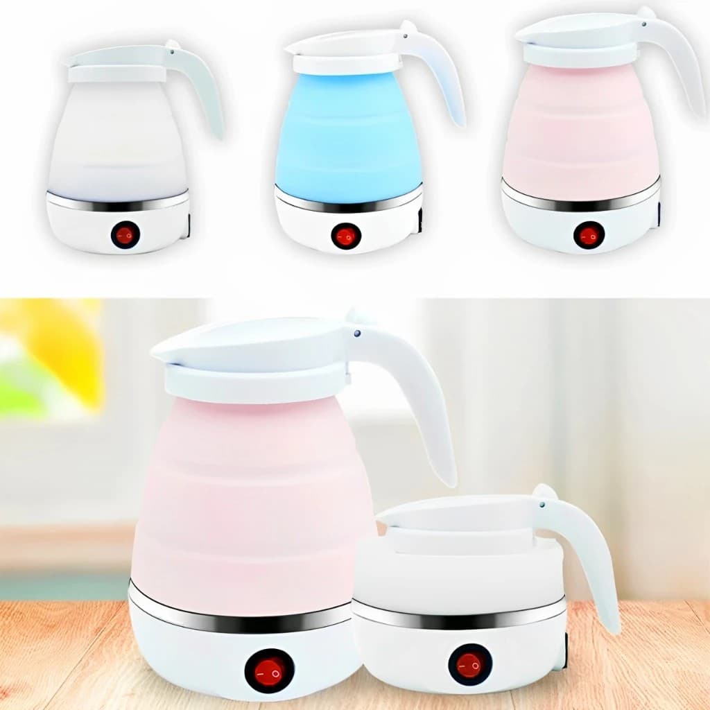 Jarra Chaleira Eletrica Retrátil 600ml 110v / 220v Silicone Esquentar Leite Café Chá